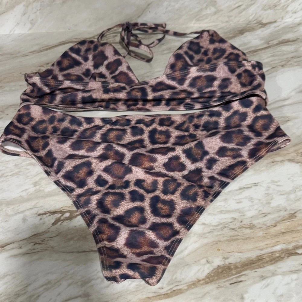 Leopard Print Swimwear Set